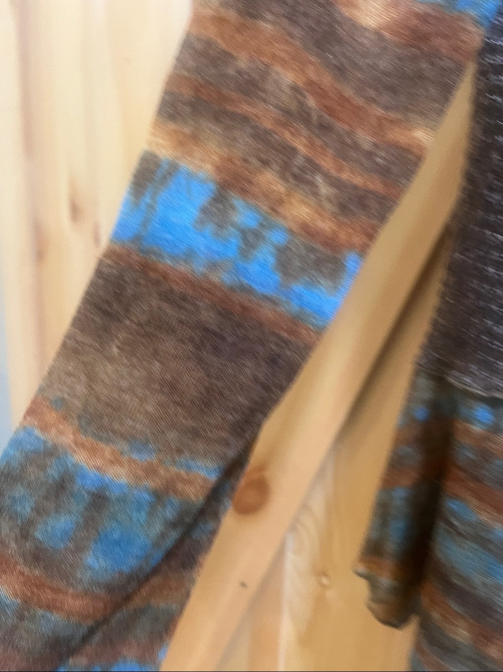 Feratelli brand Boho Patchwork Cowl Neck topBrown & Teal size large - Picture 6 of 8
